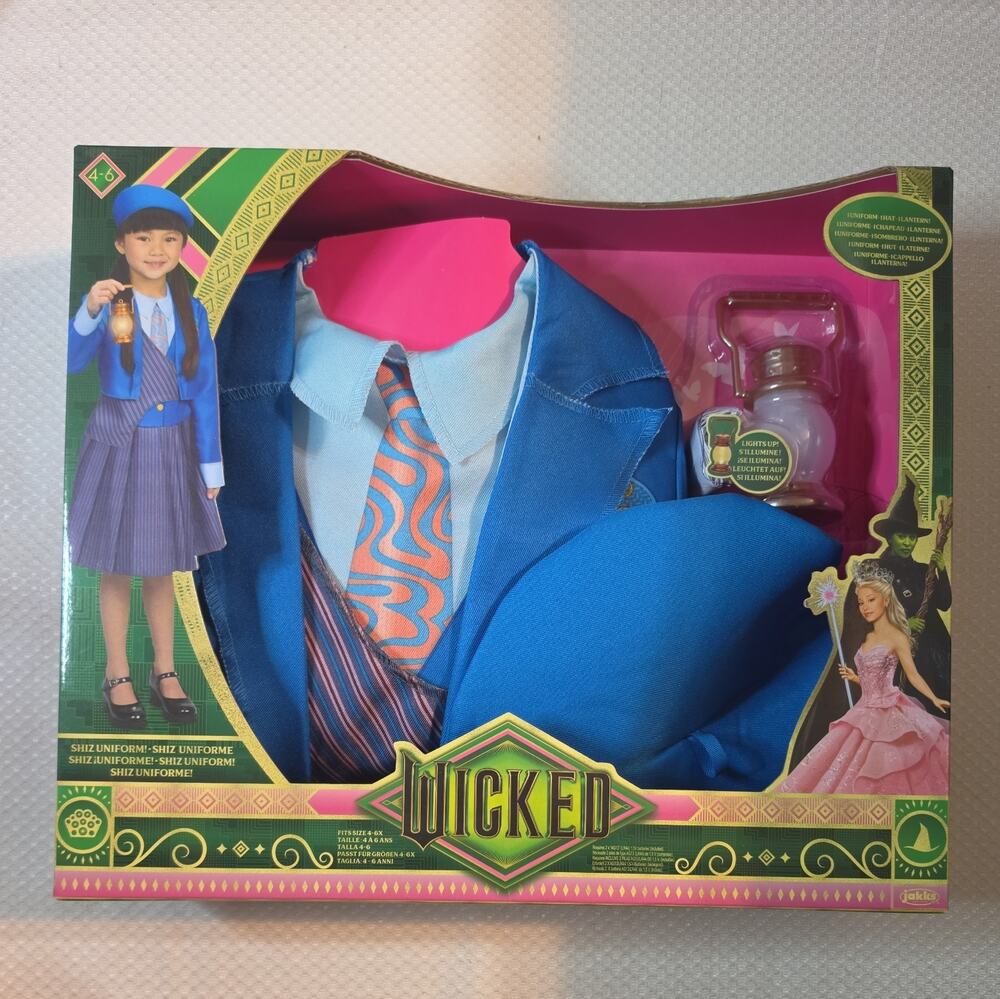 Wicked Shiz University Uniform Costume Fits sz 4 -6X with Mini Lantern